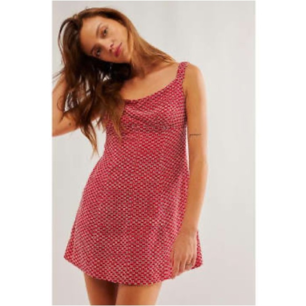 Free People Red Textured Mini Dress